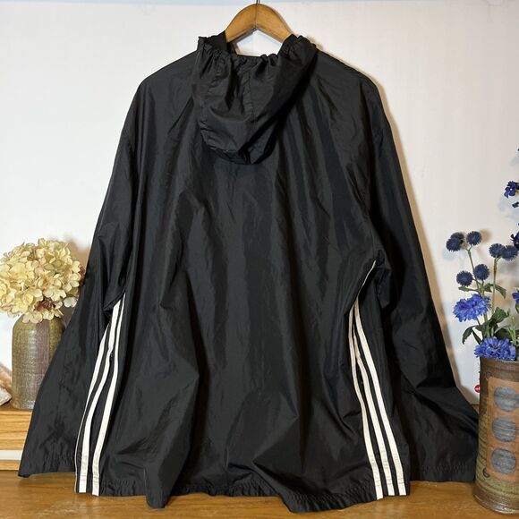 Vintage Adidas 3 Stripes Hooded Windbreaker Jacket Black Men’s Size L - Picture 4 of 4